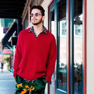 Vintage Red Zipper Sweater